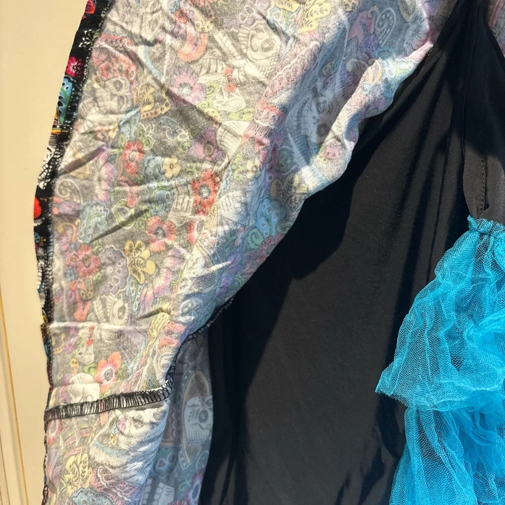 Day of the Dead Skulls Dios De Los Muertos Kid dress Size 4 blue tulle - Picture 6 of 8